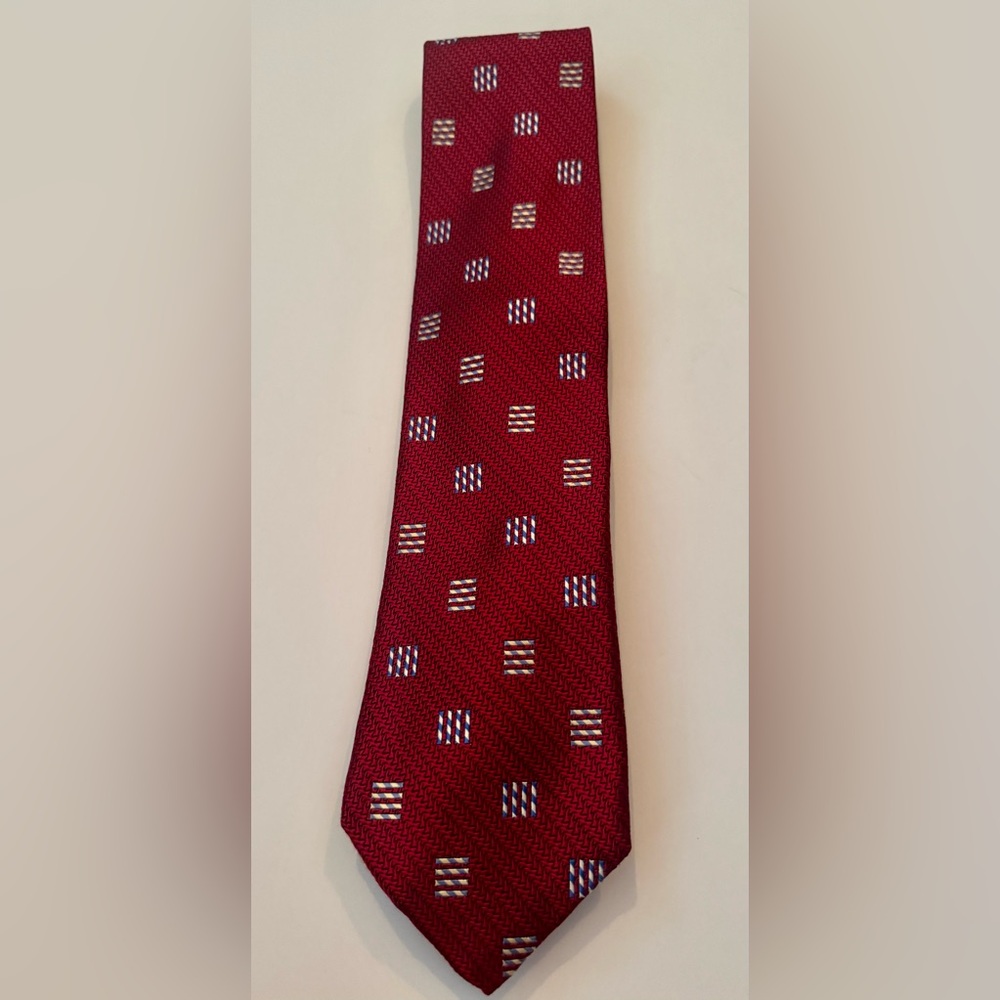 Hickey Freeman Red and Blue Patterned Tie